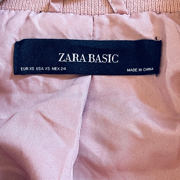 Zara Basic Dusty Pink Mauve Faux Fur Teddy Boho Bomber Jacket Size XS - Picture 6 of 15